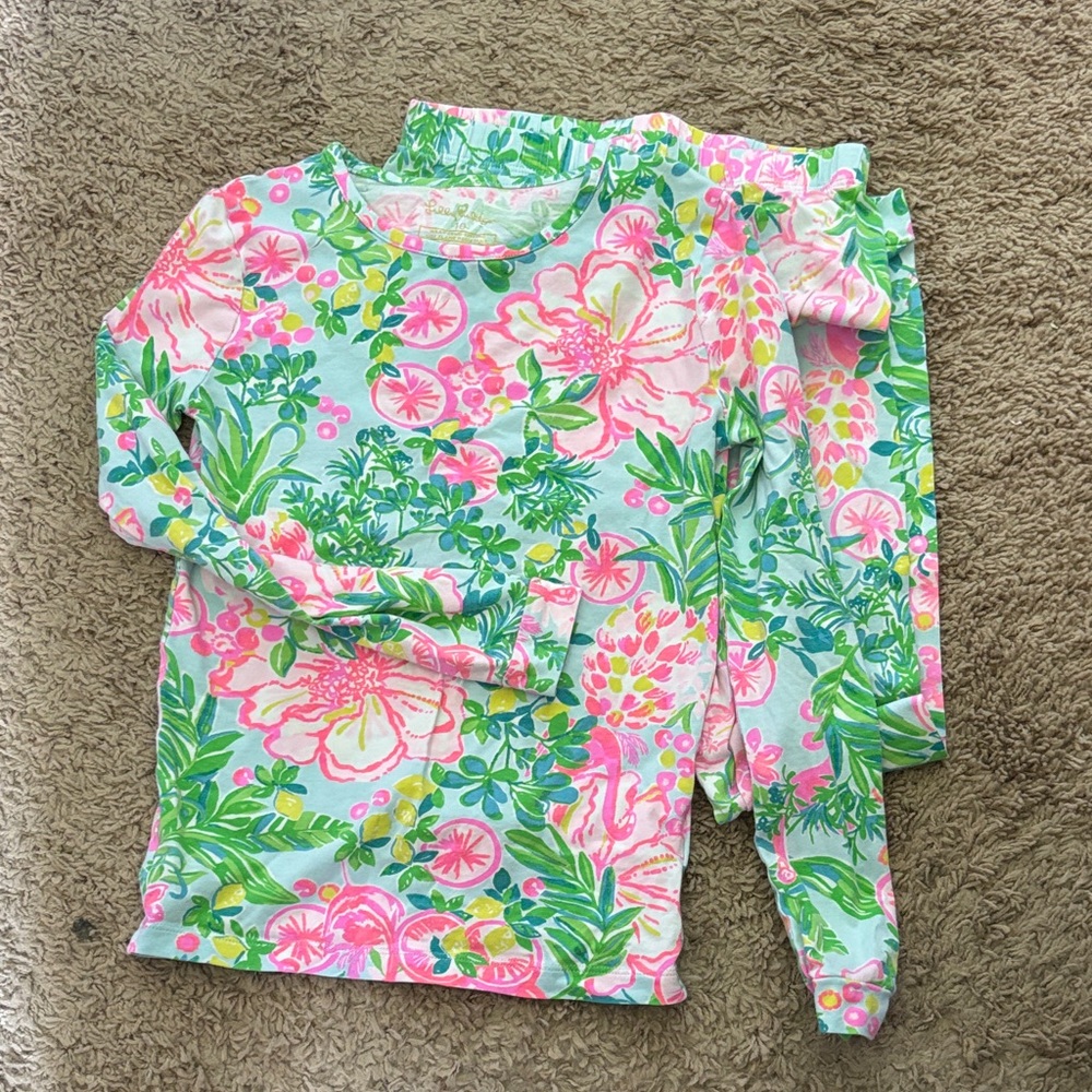 Lilly Pulitzer Pink and Green Kids Pajama Set